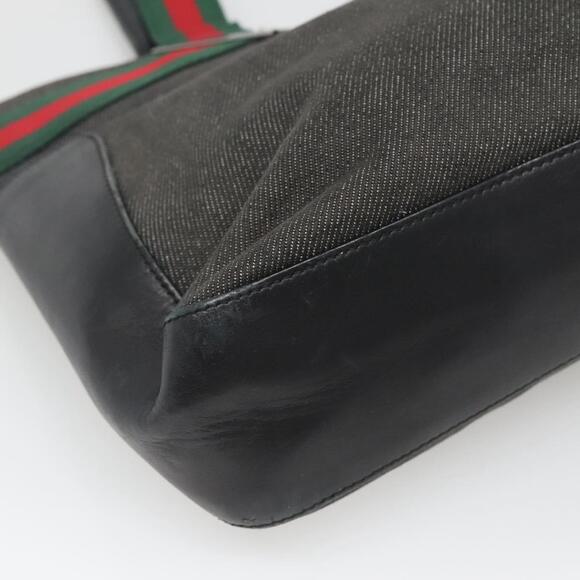 GUCCI Web Sherry Line Tote Bag Canvas Red Gray Green - Picture 13 of 16